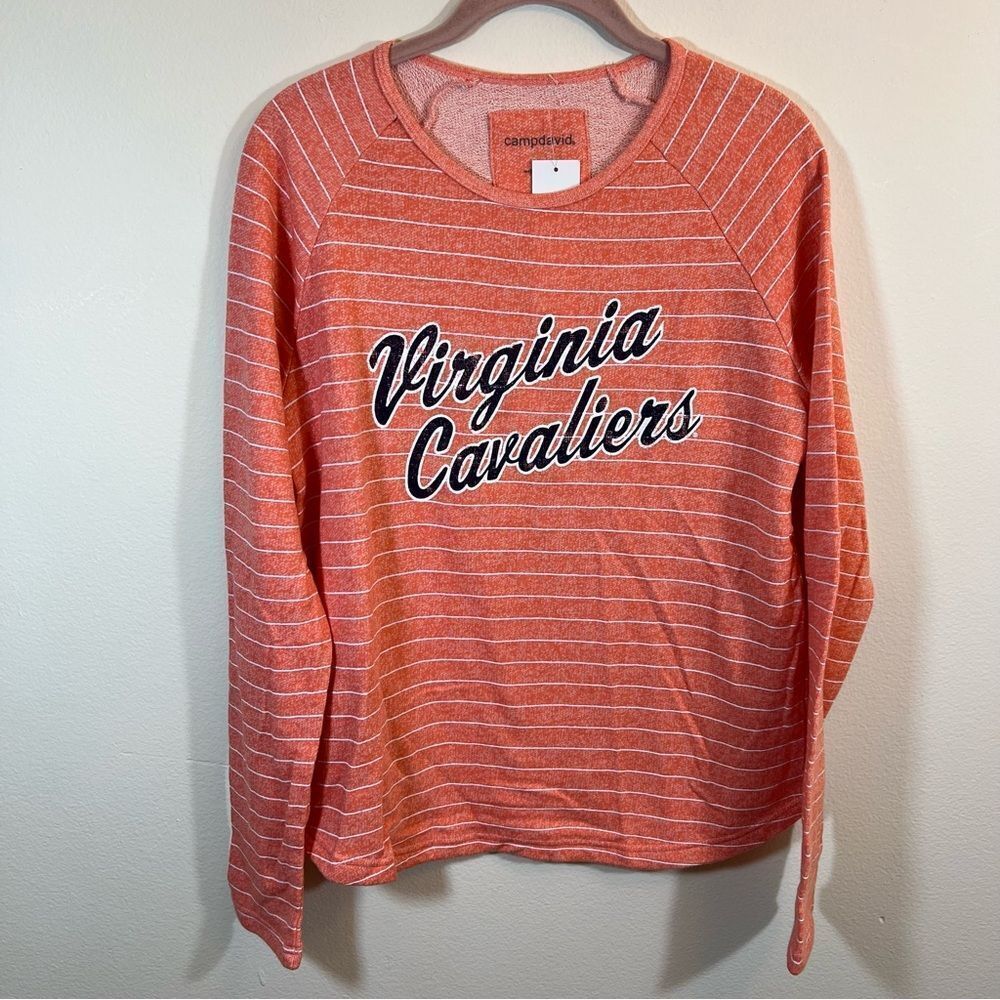 Camp‎ David Women’s Orange Striped Virginia Cavaliers Sweatshirt Medium NWT